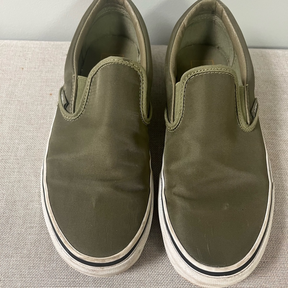 Olive Vans Slip Ons